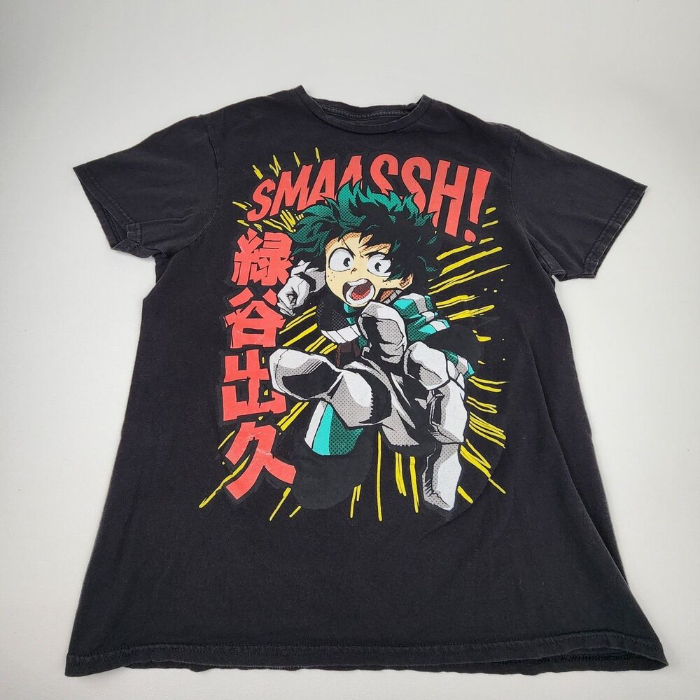 My Hero Academia Deku Smash Anime Graphic T Shirt Black Small Funimation